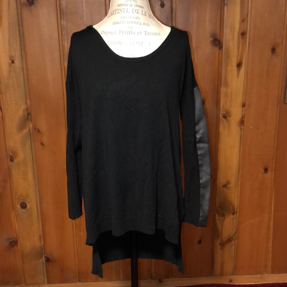 Black Sweater w/ Leather Arms
